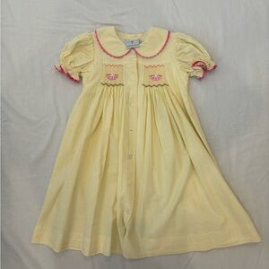 Castle and crown Yellow and white seersucker toddler dress